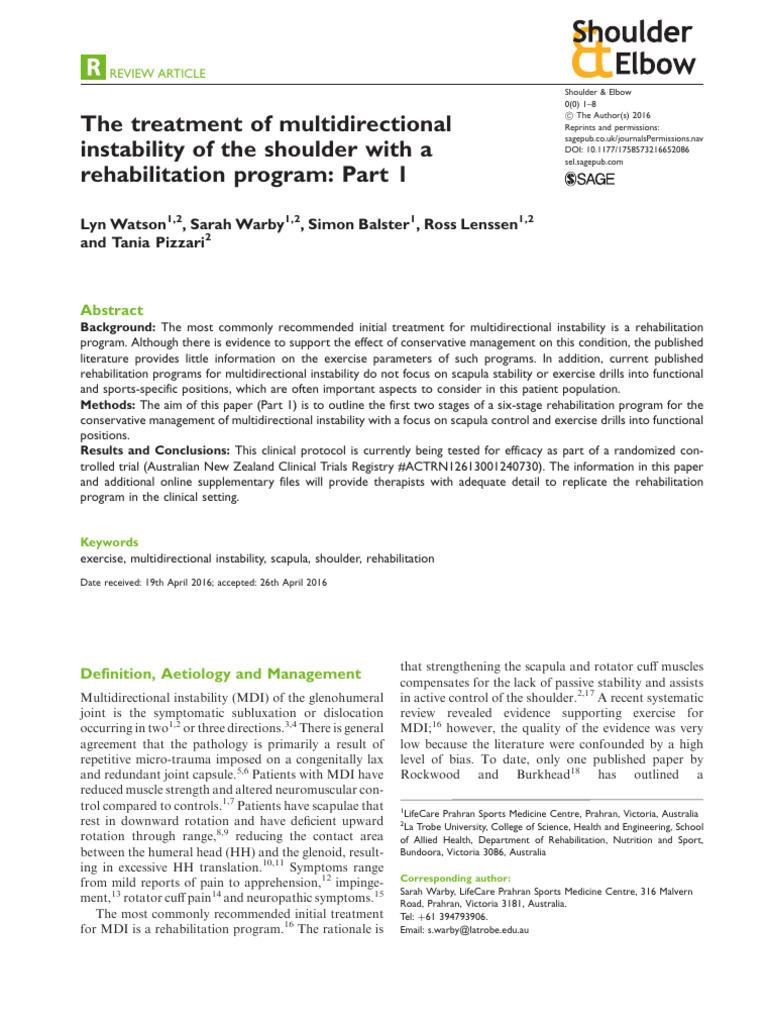 Watson Program for Shoulder Instability | PDF | Anatomical Terms Of ...