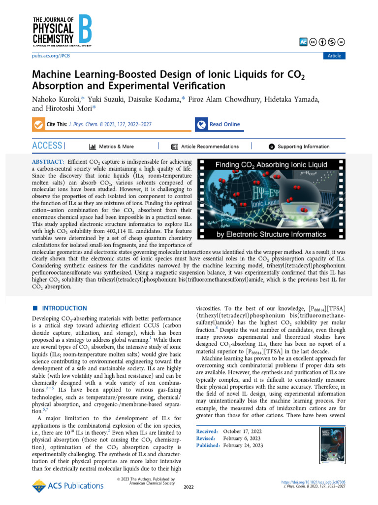 Ionic Liquids for CO2 Capture | PDF | Salt (Chemistry) | Density