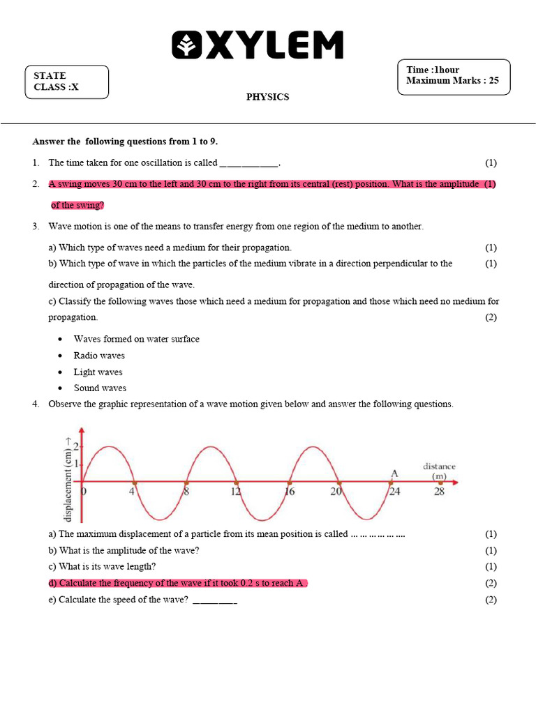 Physics Questions on Waves and Oscillations | PDF | Waves | Sound