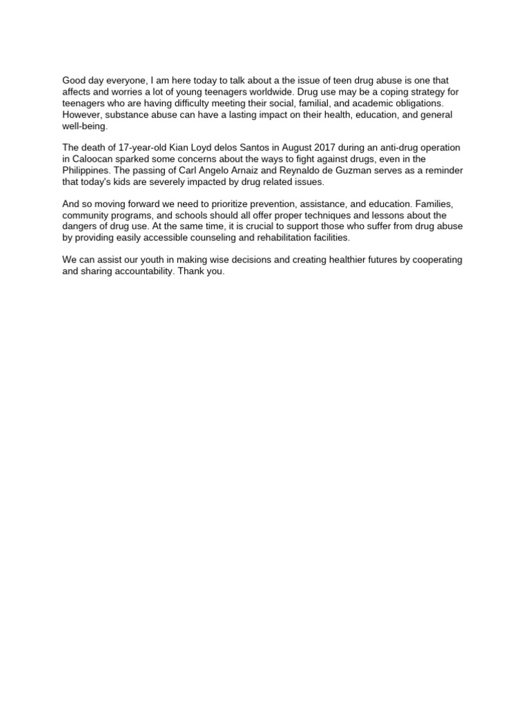 Teen Drug Abuse: Prevention and Support | PDF