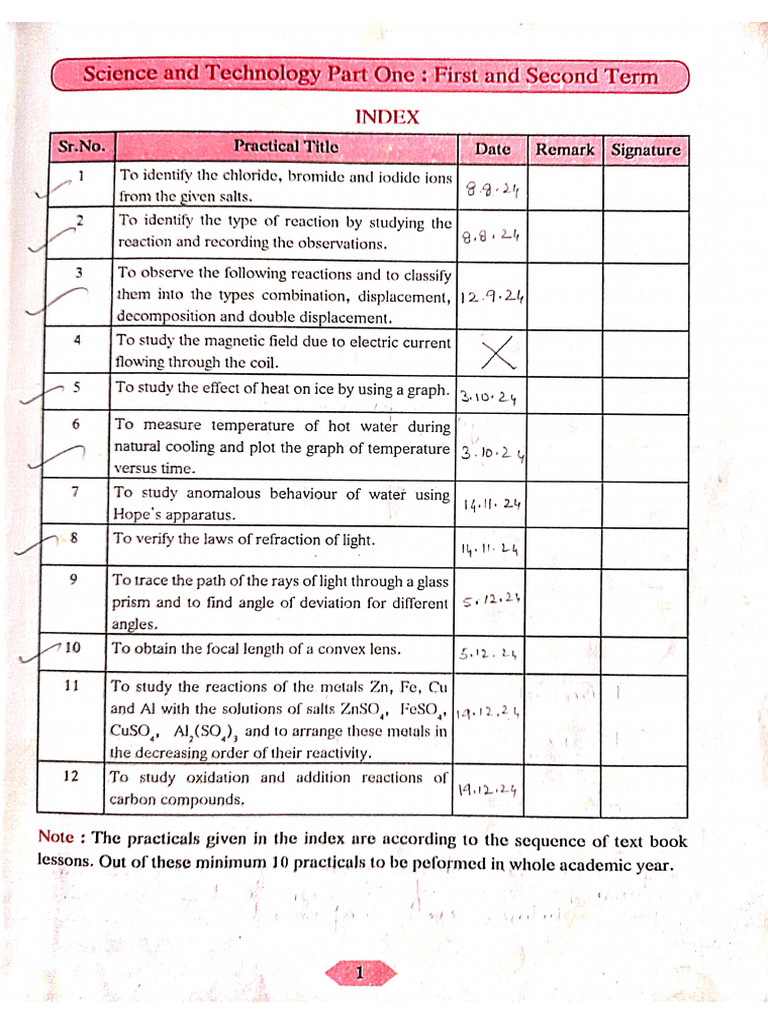Science & Technology - Part I - Practical Journal Notes | PDF