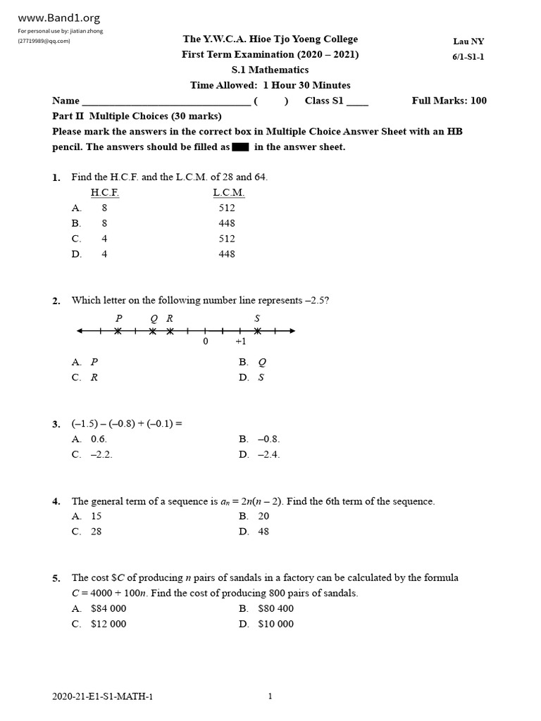 S1 Mathematics Exam: Significant Figures | PDF | Significant Figures ...