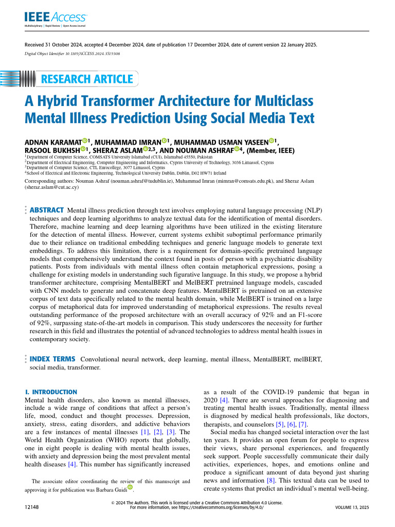 Hybrid Transformer for Mental Illness Prediction | PDF | Mental ...