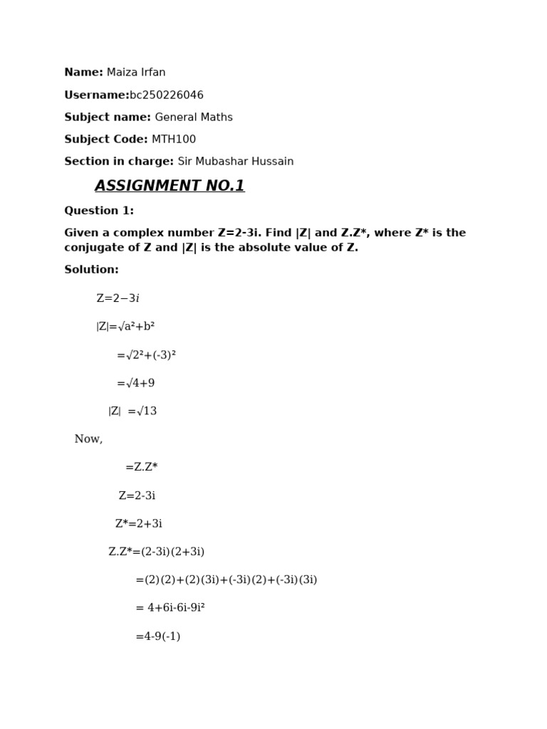 General Maths Assignment Solutions | PDF