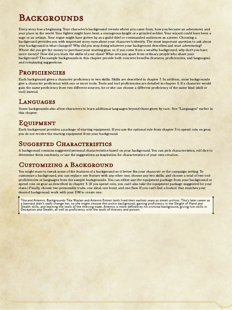 Character Backgrounds for Adventurers | PDF | Dwarf (Dungeons & Dragons ...