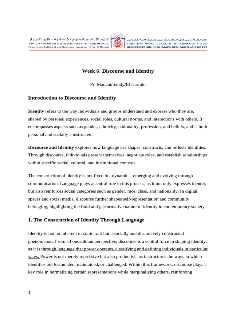 Discourse's Role in Identity Formation | PDF | Identity (Social Science ...