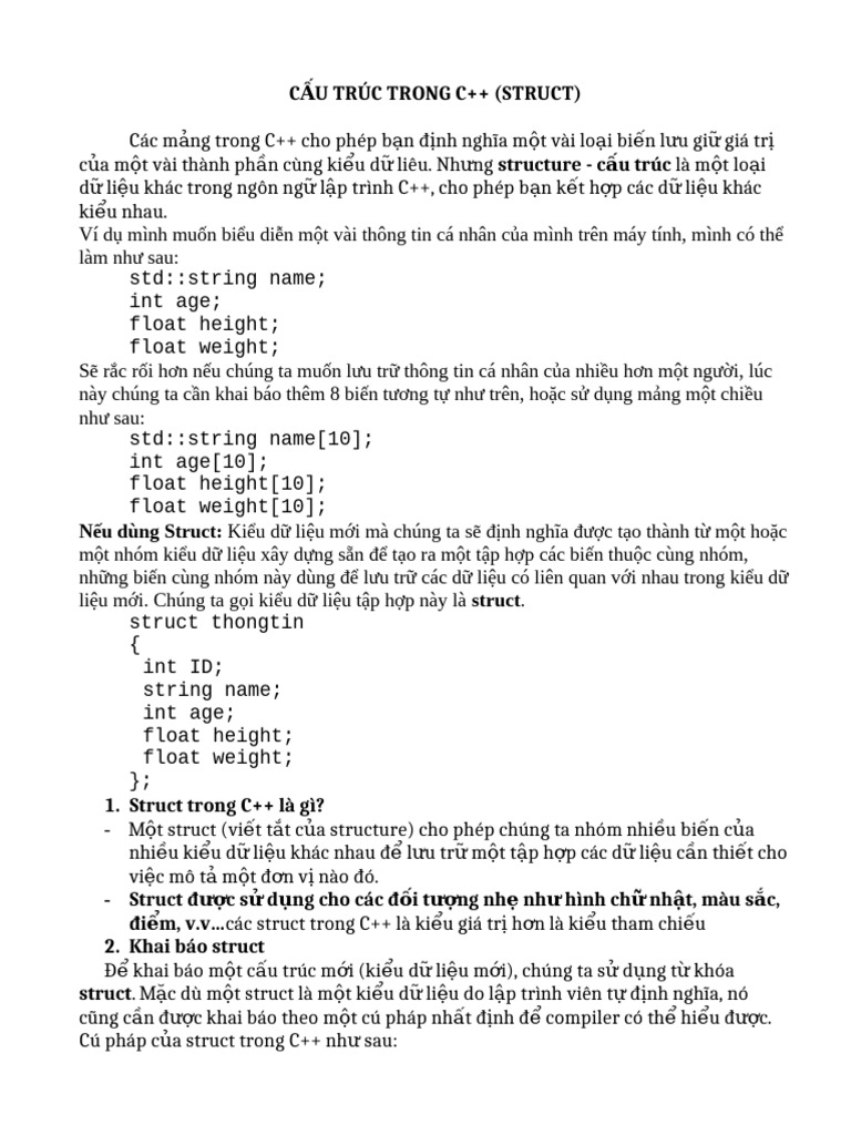 Cấu trúc trong C++ | PDF