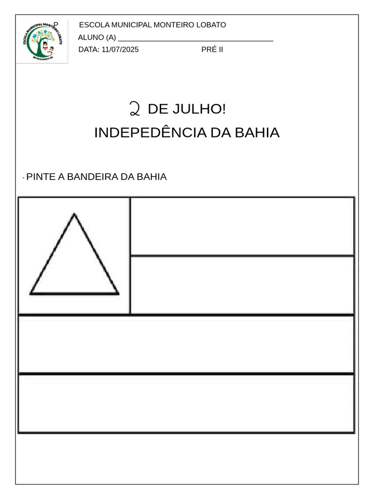 Atividade de Pintura: Bandeira da Bahia | PDF