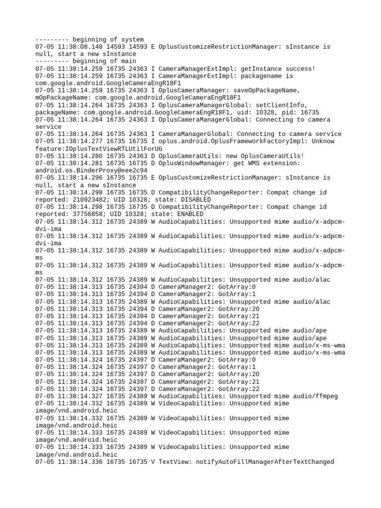 Camera Service Connection Logs | PDF | Computing | System Software