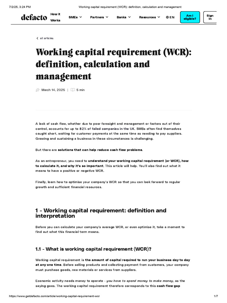 Understanding Working Capital Requirements | PDF | Working Capital ...