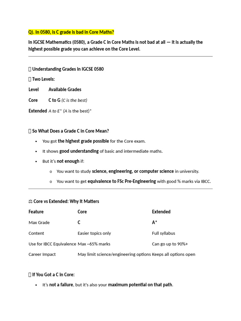 Core Maths IGCSE 0580: Grade C Explained | PDF | Mathematics