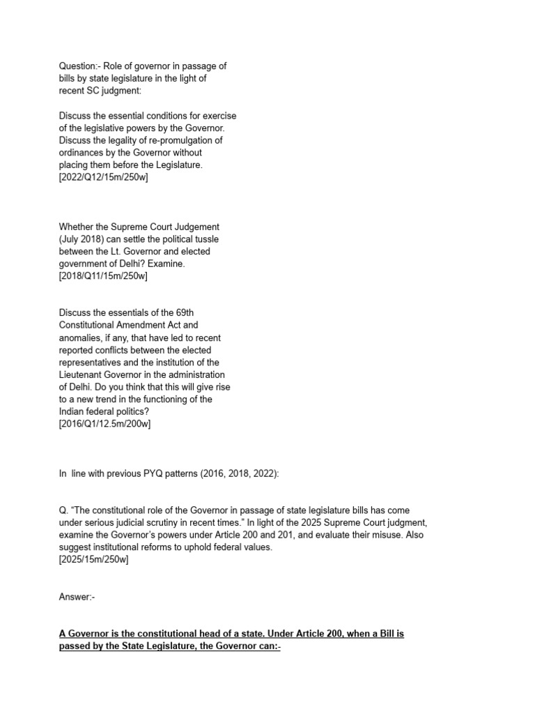 Supreme Court Judgement On Governor Issues | PDF | Bill (Law) | Royal ...