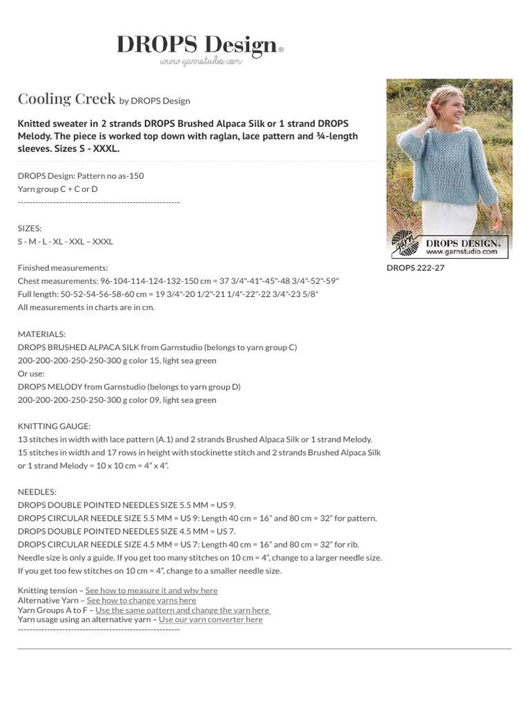 DROPS Sweater Pattern Overview | PDF | Knitting | Knitting Needle