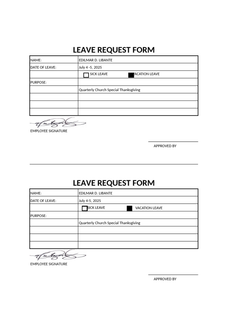 Religious Leave Request Form | PDF