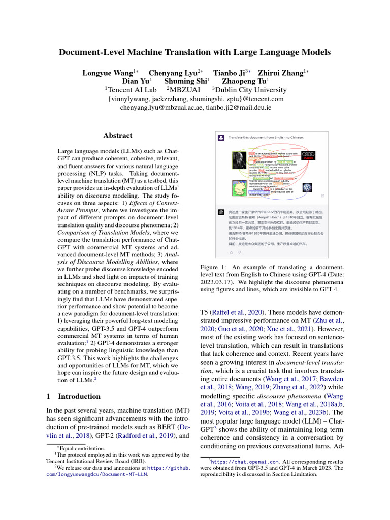 Document-Level Translation with LLMs | PDF | Translations | Learning