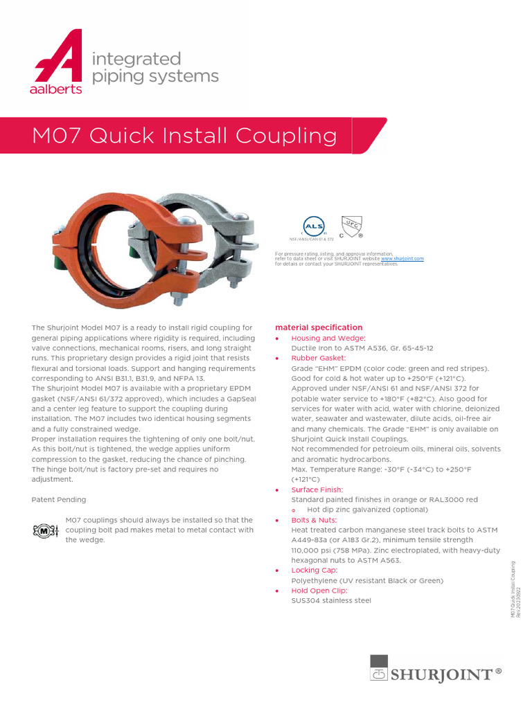 M07 Quick Install Coupling Overview | PDF | Pipe (Fluid Conveyance) | Screw