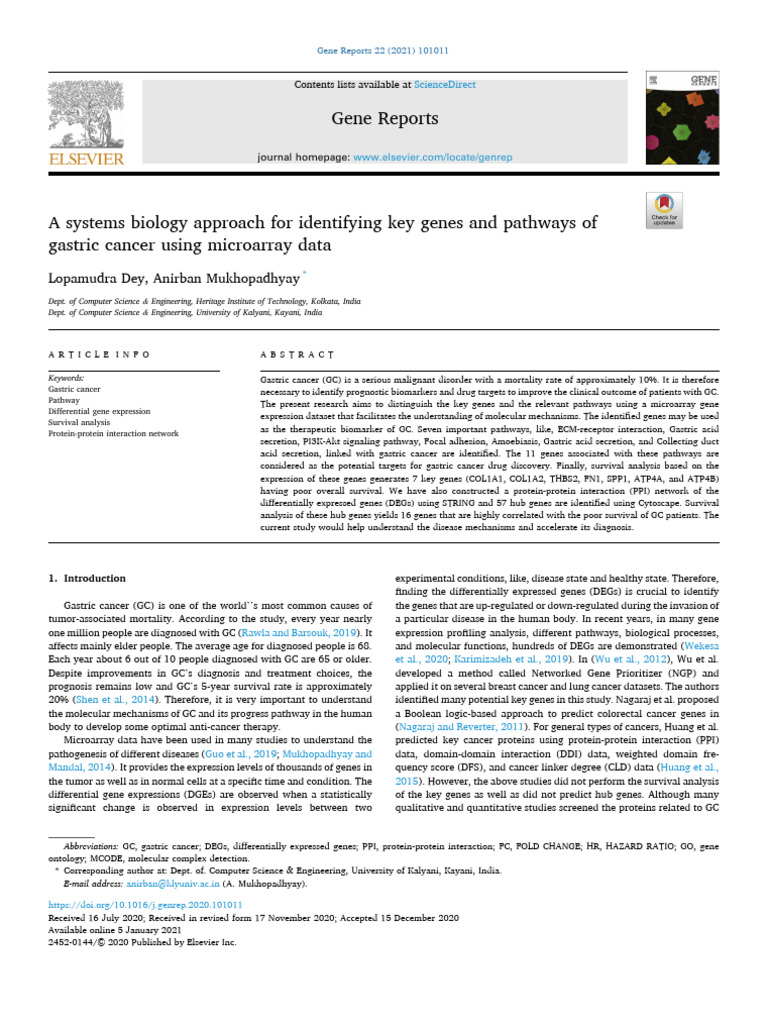 Key Genes in Gastric Cancer Pathways | PDF | Cancer | Protein–Protein ...