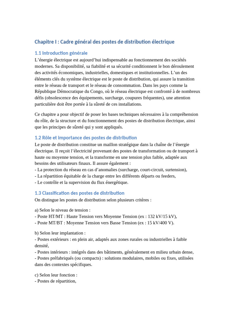 Postes de distribution électrique en RDC | PDF | Réseau électrique ...