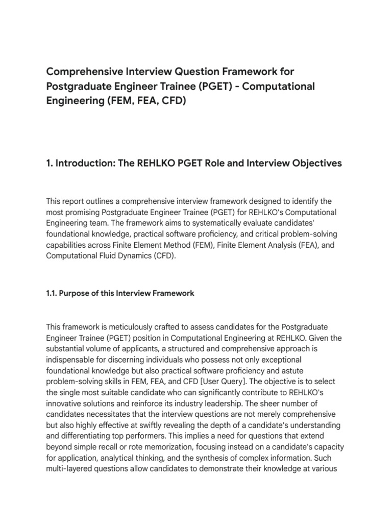 PGET Interview Framework for Computational Engineering | PDF | Finite ...