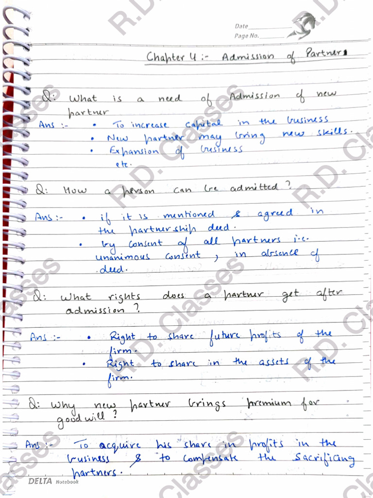 Admission Notes - RD Classes | PDF