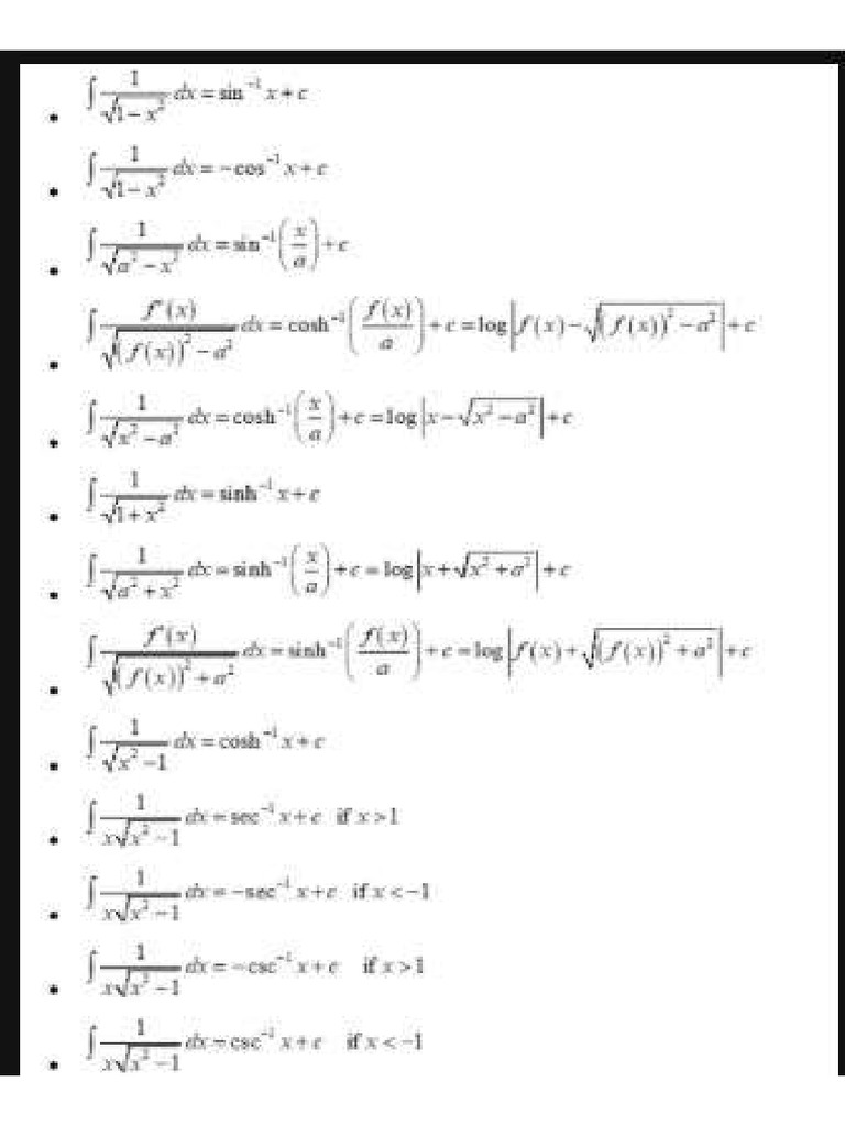 Integration Formulas | PDF