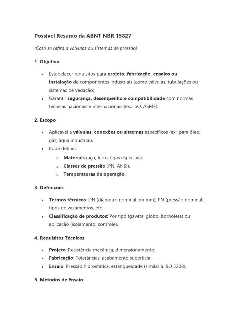 Requisitos da NBR 15827 para Válvulas | PDF