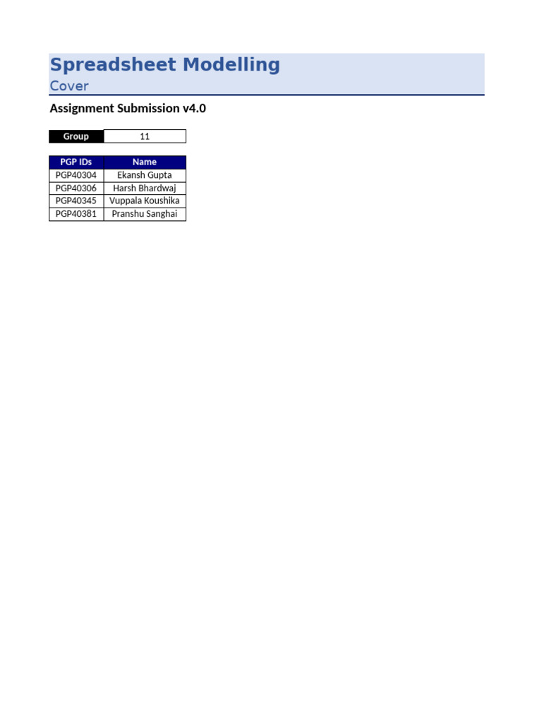 Spreadsheet Modelling Assignment Overview | PDF