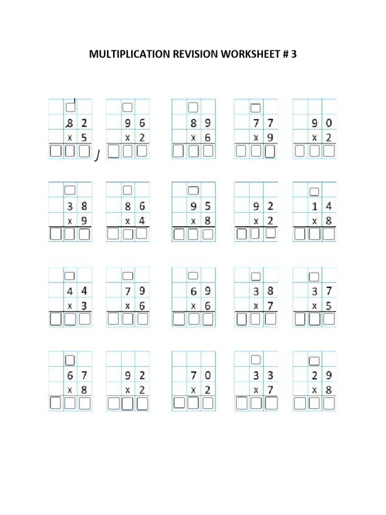 Multiplication Revision Worksheet # 3 | PDF