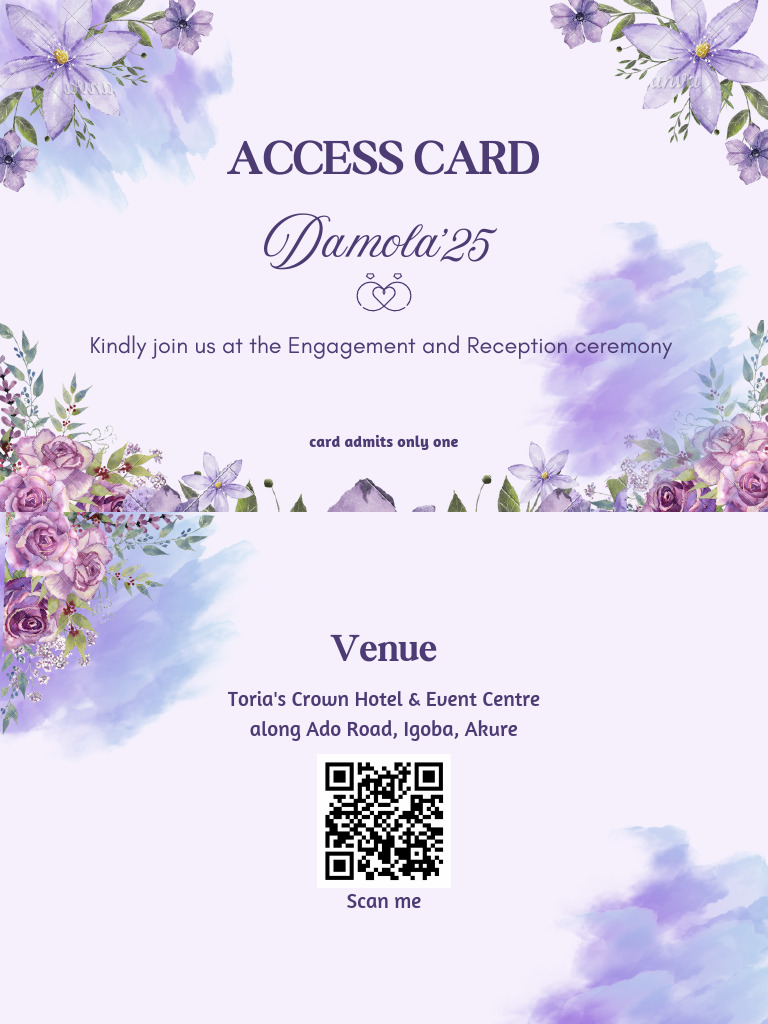 Engagement Reception Access Card | PDF