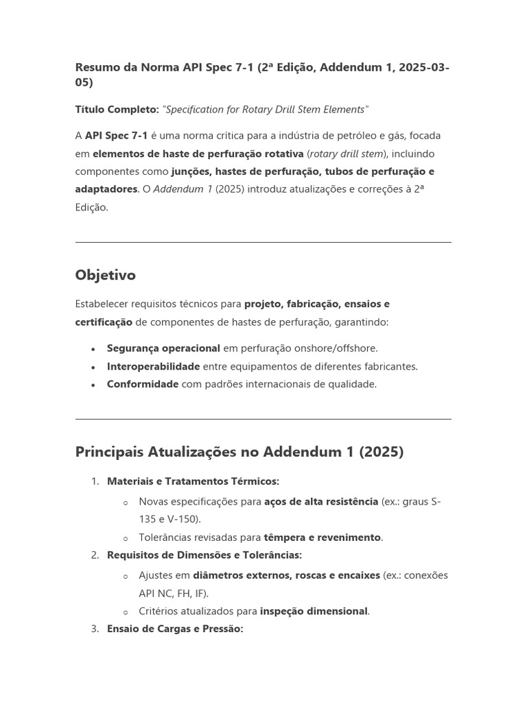 Atualizações da API Spec 7-1 (2025) | PDF