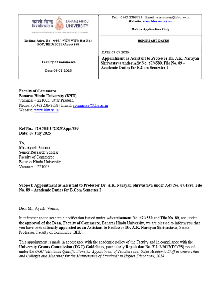 Ayush Jioning Letter | PDF