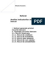 Analiza Indicatorilor de Risc Bancar Referat