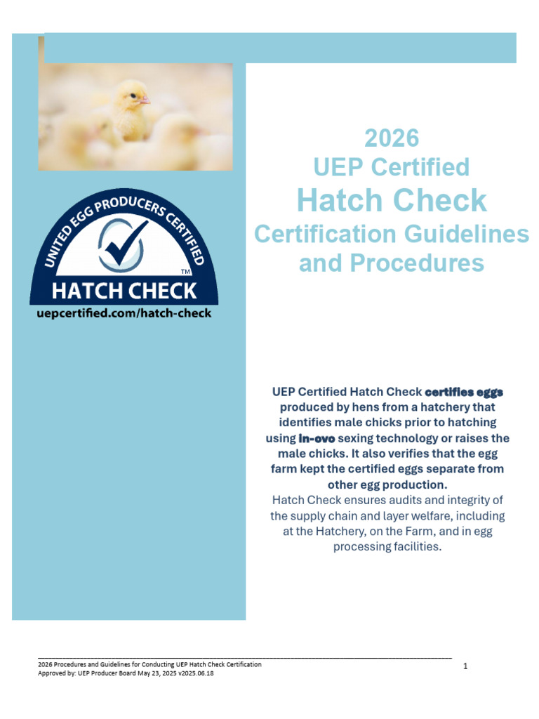 UEP Hatch Check Certification Guidelines | PDF | Audit | Chicken