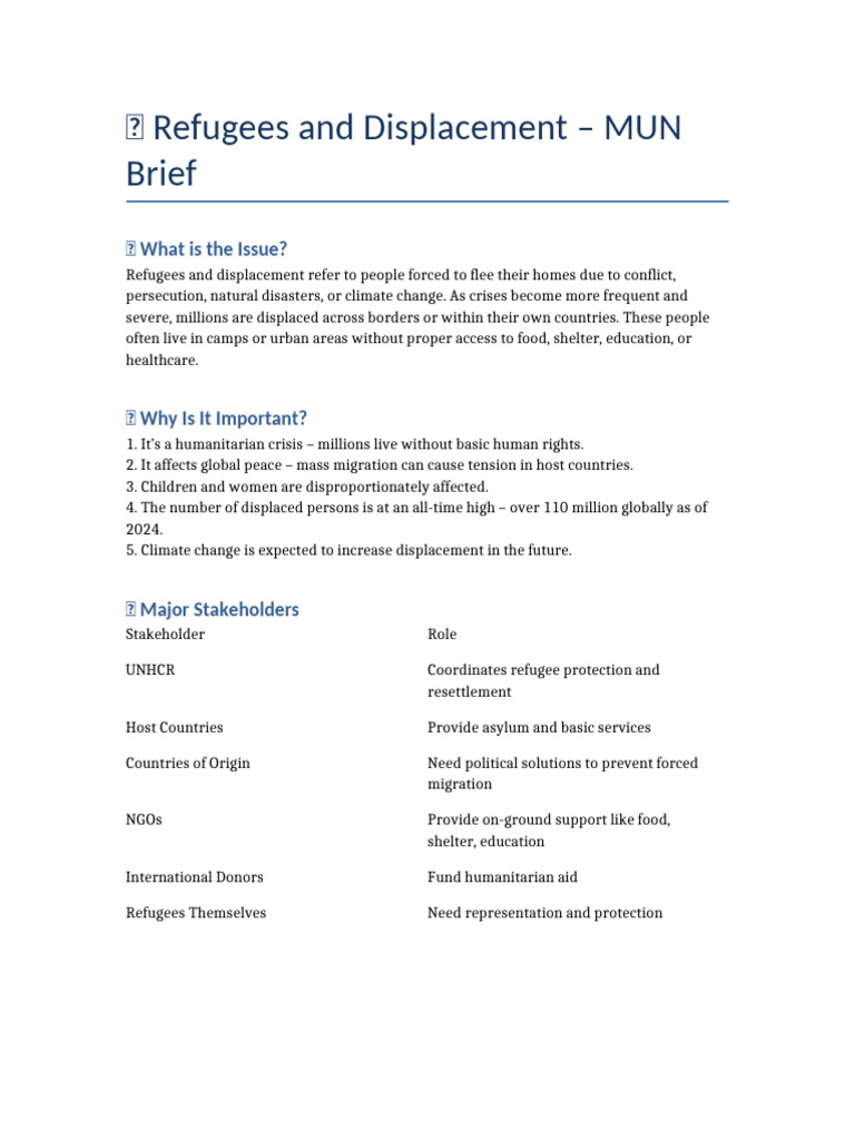 Refugees and Displacement Crisis Overview | PDF | Refugee | Internally ...