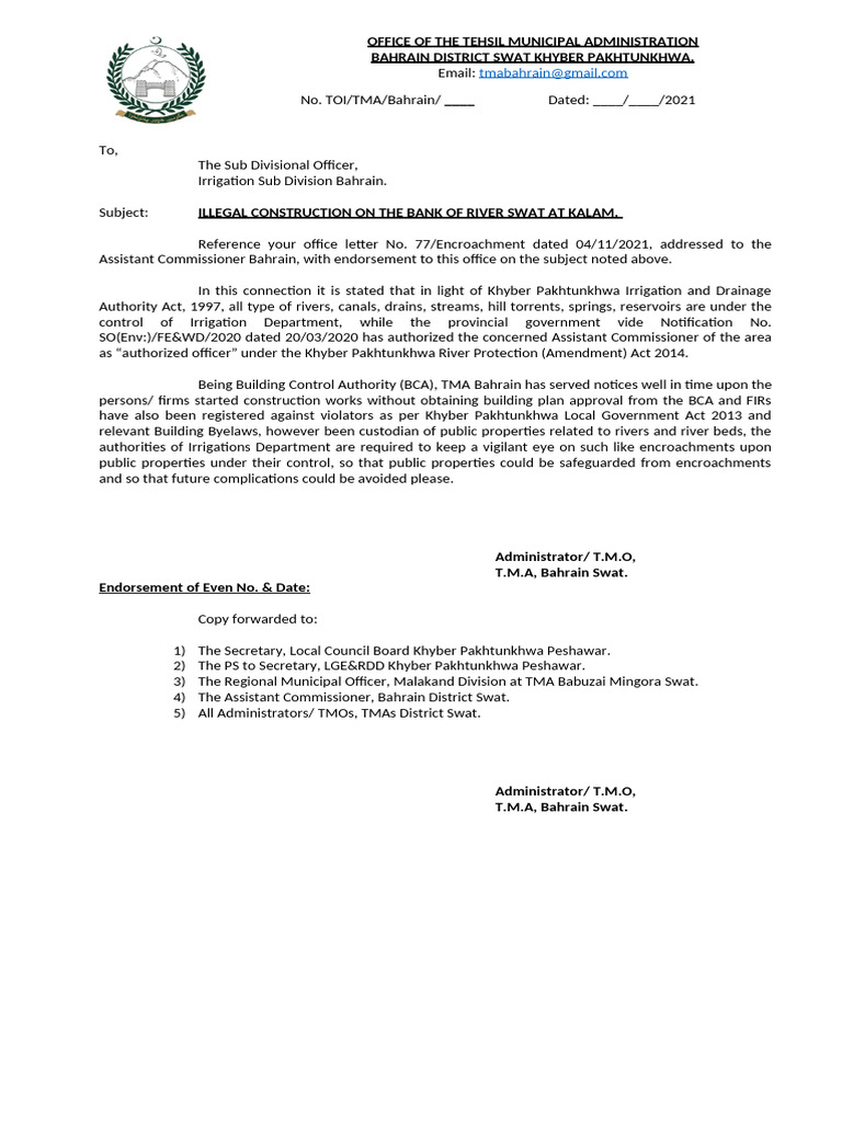 TMO Bahrain Letter To Irrigation | PDF | Hydrology | Water And The ...