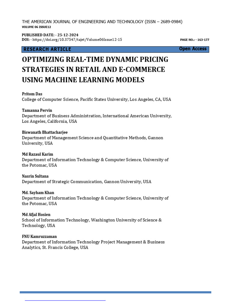 Optimizing Dynamic Pricing with ML | PDF | Cross Validation (Statistics ...