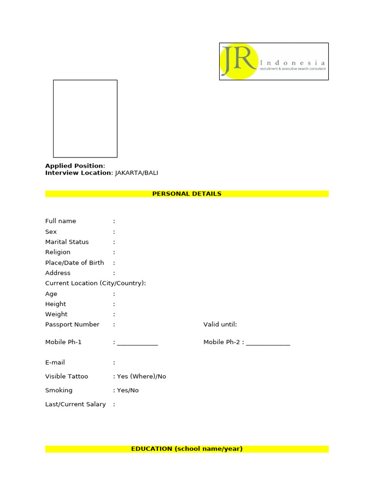 JR CV Format Blank New PDF - 1