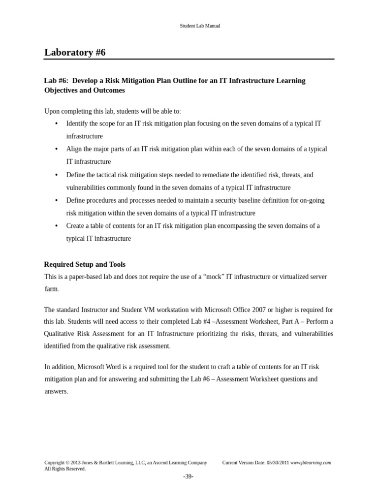 IT Risk Mitigation Plan Outline Lab | PDF | Security | Computer Security