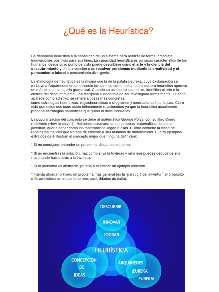 Definición y Aplicaciones de la Heurística | PDF | Heurístico | Ciencia ...