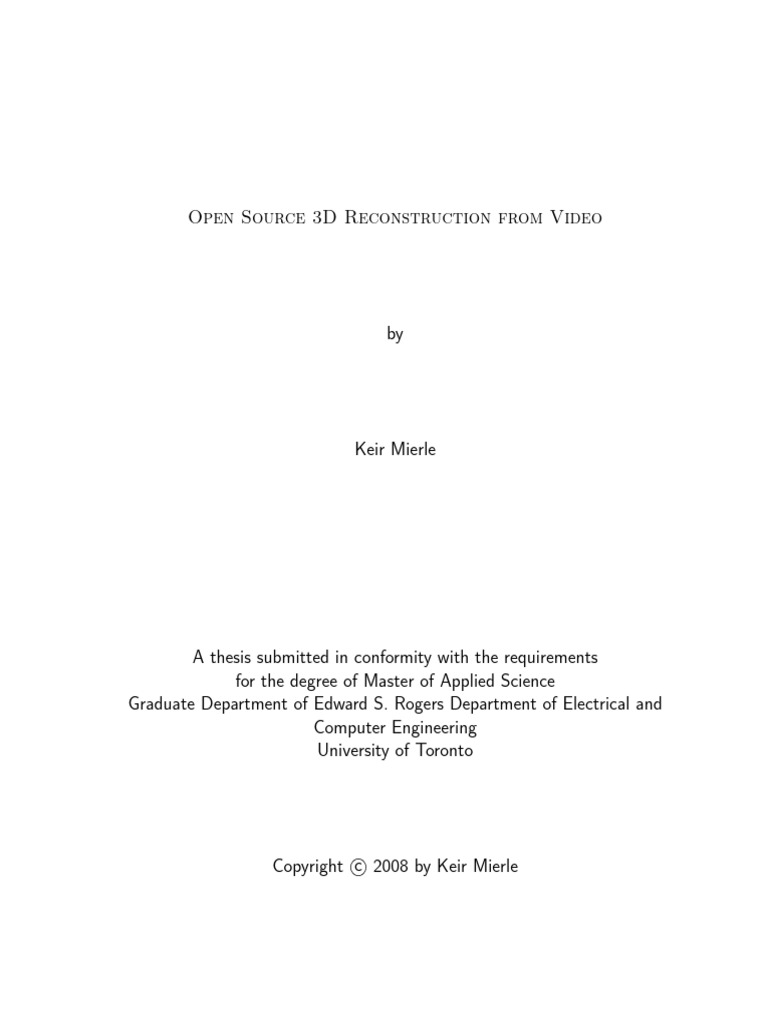 Open Source 3D Video Reconstruction | PDF | Computer Vision | Camera Lens
