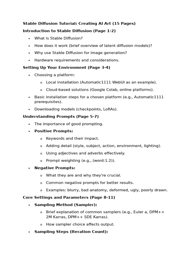 Stable Diffusion Tutorial Creating Ai Art Pdf Applied Mathematics