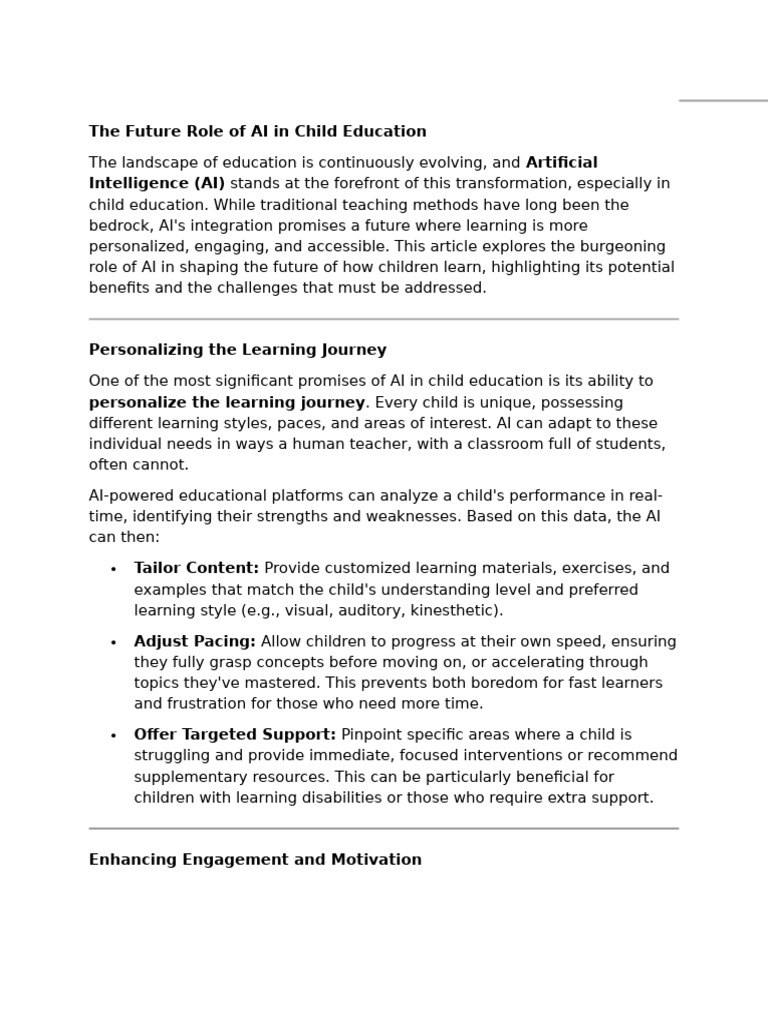 AI's Impact on Child Education Future | PDF | Augmented Reality ...
