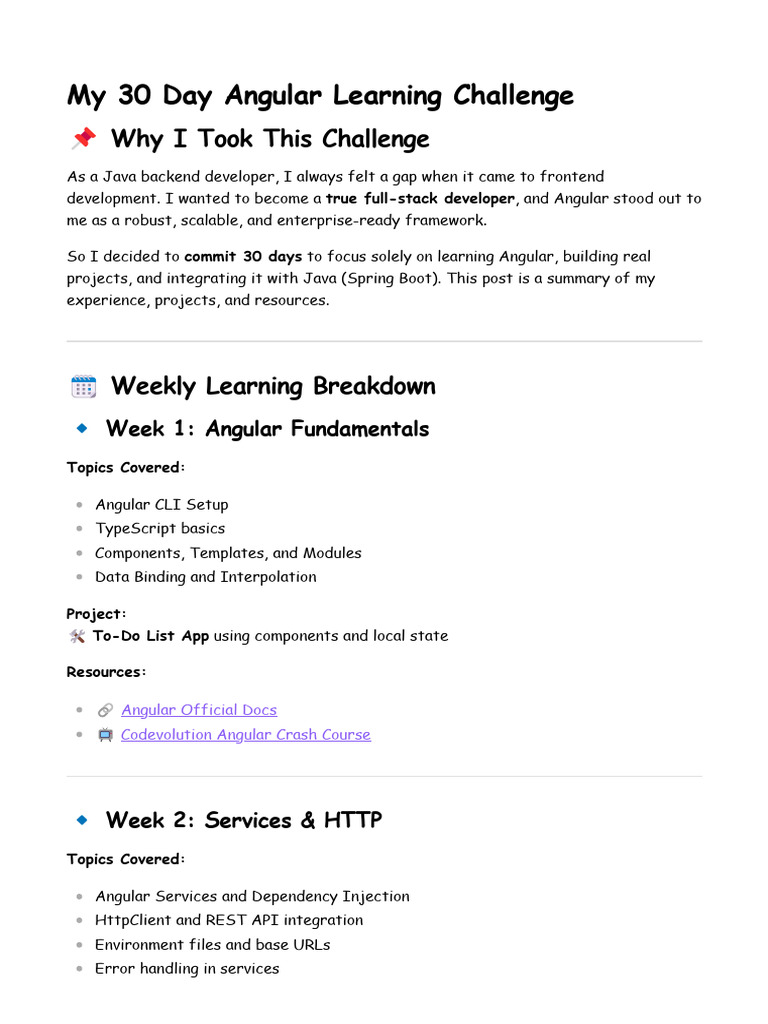 My 30 Day Angular Learning Challenge | PDF | Information Technology ...