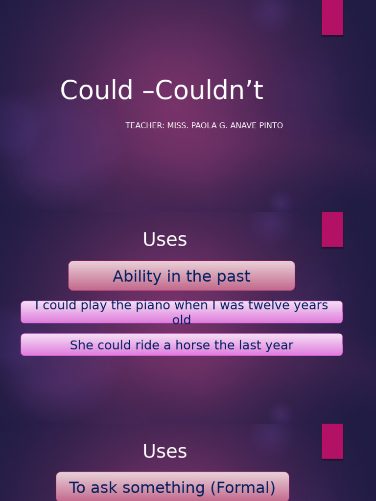 Could and Couldn't: Tense Worksheet | PDF