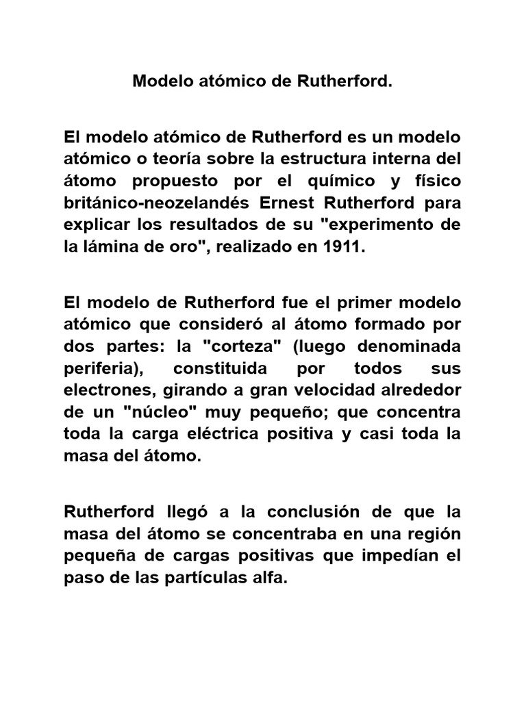 Modelo atómico de Rutherford | PDF