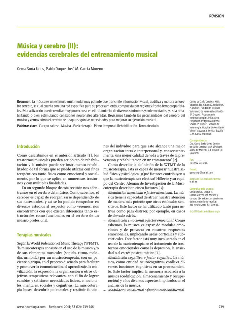 Music and Brain II Evidence of Musical Training in The Brain | PDF ...