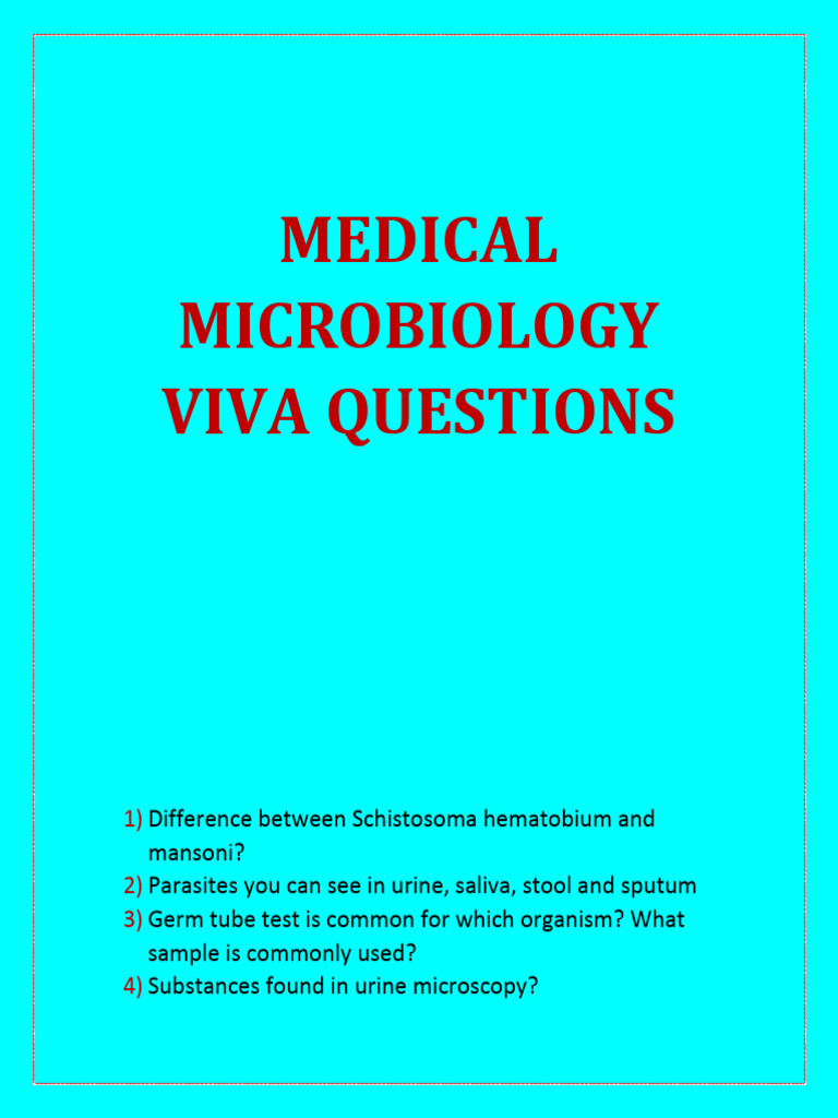 Medical Microbiology Viva Questions | PDF | Histopathology | Medical ...