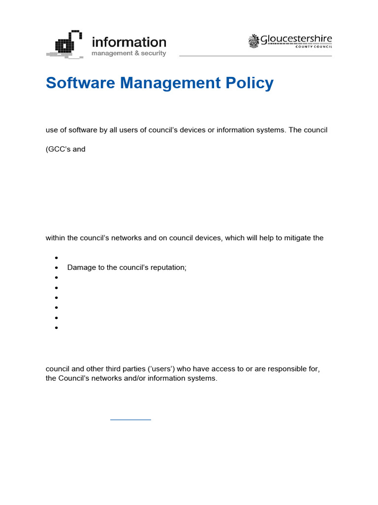 Gloucestershire Software Management Policy | PDF | Software | License