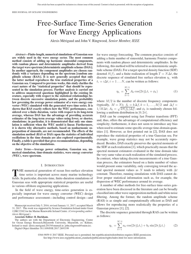 Wave Energy Time-Series Simulation Methods | PDF | Spectral Density ...