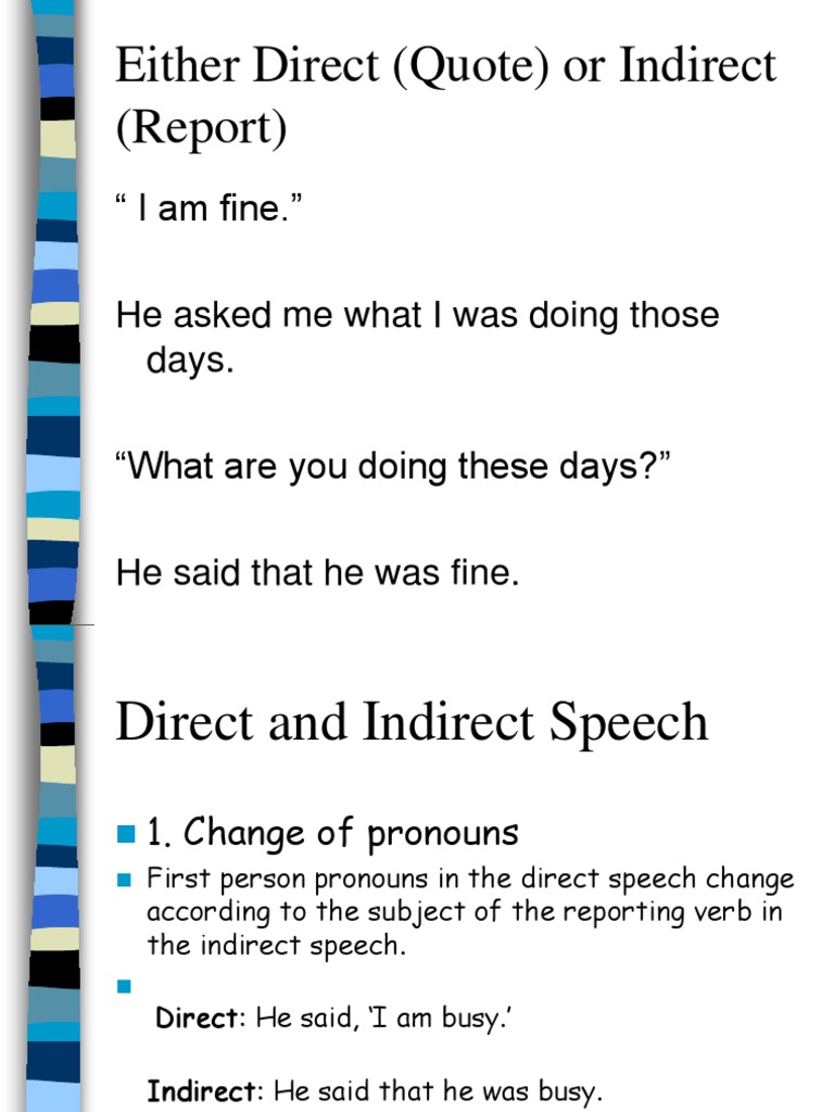 Direct and Indirect Speech Explained | PDF | Question | Verb